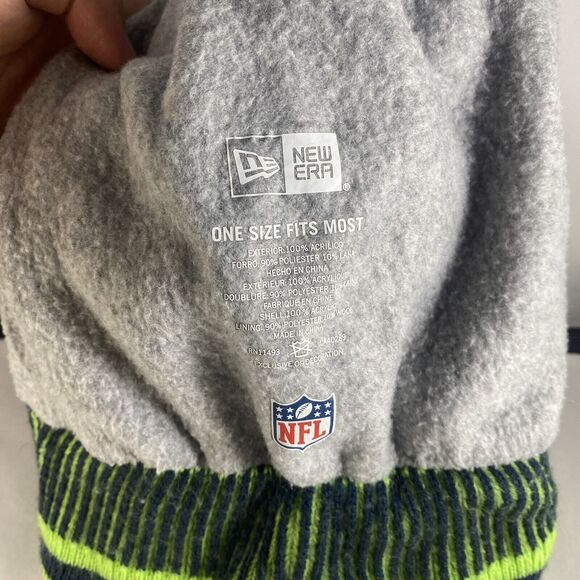 New Era NFL Seattle Seahawks Hat Pom Pom Knit Winter Retro Snow Beanie One Size - Picture 5 of 5